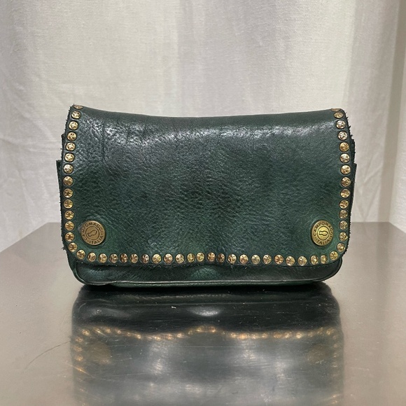 Emerald green leather Campomaggi bag with studs - Picture 1 of 3